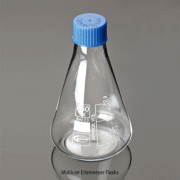 Multiuse Erlenmeyer Flasks, Boro-glass 3.3, Autoclavable, 100~500㎖ with PP Blue GL-Screwcap/PTFE Liner Graduated, -10 +125/140℃, PP 스크류 캡 삼각플라스크