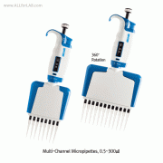 Microlit® Multi-channel Micropipettes, 8-/12- Channel, 0.5~300㎕ with Digital Display, Fully Autoclavable, CE/ISO/DAkkS/IAF Certified, Multi 가변형 다채널 피펫터
