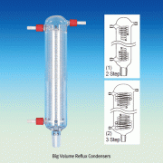 Big Volume Reflux Condenser, Boro-glass 3.3, Ideal for Reactors 1 0~ 1 00 LitWith 24/29, 34/35, and Safety “Screw-On” PP Connection, 대용량 반응조용 냉각기