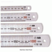 SB® Stainless-steel Ruler, L15cm ~ L100cm with Etching for Grid, Wear Resistance, 스테인레스 직자