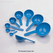 Burkle® PS Volumetric Spoon Set of 8 Pcs, 0.5~50㎖ with Round shape, Easy Emptting, Blue, -10℃~+70/80℃, PS 8종 계량 스푼세트