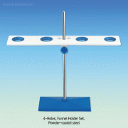 Adjustable Steel Funnel Holder Set, with 4-Holes Holder / Base & Rod with Safety 4 Rubber Ring Gasket, Rod-Φ9×h300mm, 조립식 스틸 깔대기 홀더