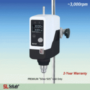 SciLab® PREMIUM Hi-Speed Overhead Stirrer “SOvs-S05”, with Hi-Capacity BLDC-motor, 2:1, Max. 3,000rpm with Torque(Ncm)- / Viscosity(mPas)- / Temperature(℃)-Real Time Display, Optional Remote Control, 50,000mPas 프리미엄 고속 교반기, 저/중점도용, 고사양 BLDC-motor, 토크- / 점
