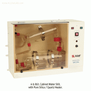 SciLab® Cabinet Water Still “WCS”, with Silica / Quartz Heater, Pyrogen-free, 4 & 8 Lit/hr, 1.2 ~ 2.0 ㎲/cm Suitable for Bench & Wall Mounting, Heat Resistant Borosilicate Glass Boiler, 케비넷형 증류수 제조기