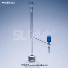 PYREX® 25ml Auto-zero Glass Burettes, PE Bottle Top, with PTFE Valve, Class B <br>PE병 Base 글라스자동 뷰렛, 1,000ml PE Screwcap Bottle-Option