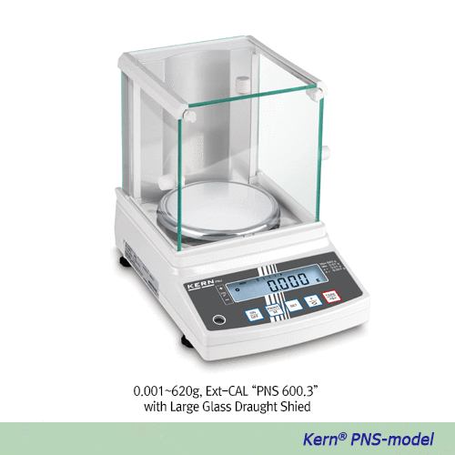 Kern® [d] 1 & 10mg, max.620 & 3,200g Hi-quality Precision Lab-Balance “PNS”, with Robust Tuning Fork Weighing System<br>With External Adjustment, 정밀 바란스, 계수계 겸용, 작업보호커버 포함