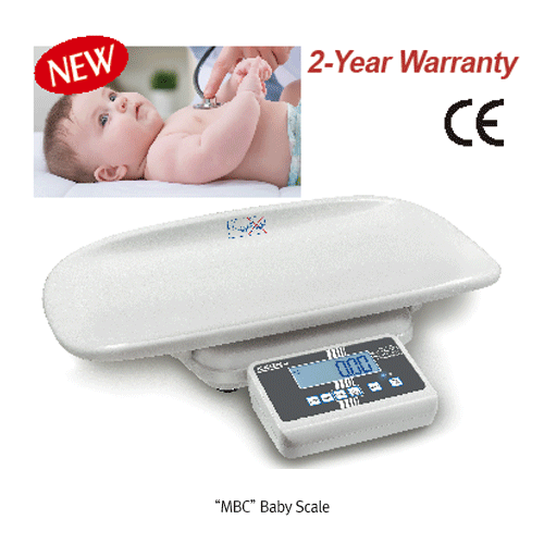 Kern® [d] 2·5·10g, max.6·15·20kg Elegantly-Precision Baby Scale “MBC”<br>Ideal for Weighing Neonates in Paediatrics, with Feeding-& Hold-Function, 정밀형 신생아 체중계