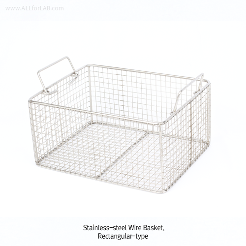 SciLab® Stainless-steel Wire Basket, with Folding Handle, 2.7~27 Lit<br>For Cleaning·Storage·Transfer, 사각 와이어 바스켓, 접이식 핸들형