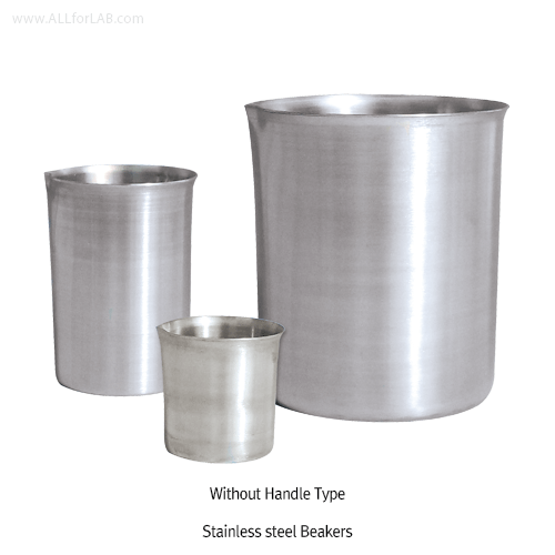 SciLab® Stainless-steel Beaker, with Mould Scale, 100~5,000㎖<br>With Spout, with or without Handle, 스텐비커, 몰드눈금