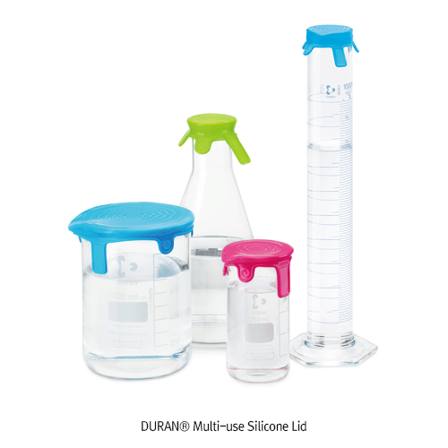 DURAN® Multi-use Silicone Lid, 3 Colors for Identification, S·M·L-size, Autoclavable<br>Ideal for Sealing & Covering Beakers, Cylinders, Flasks &c., -40℃+180℃, 범용 실리콘 커버