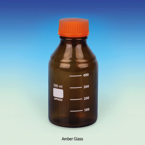 SciLab® Eco Soda-glass Multiuse Reagent/Sample Bottle, with PP DIN/GL45 Basic Screwcap, Graduated, 100~2,000㎖<br>Non-autoclavable, Cap has a Built-in Wedge-shaped Sealing Ring, with PP Pour-Ring, 다용도 GL45 스크류캡 바틀
