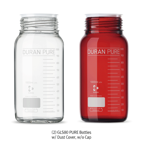 DURAN® Primary Packaging PURE Bottle & Screwcap, Developed for Pharma, GL25·GL45·GLS80, 25~20,000㎖<br>Ideal for APIs & GMP Manufacturing, Clear & Amber, Qualification Package, Boro-glass 3.3, 퓨어바틀, 제약 및 바이오 산업용에 적합, 캡 별매