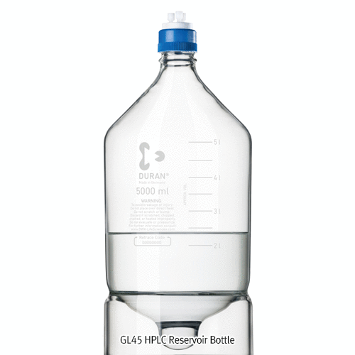 DURAN® GL45 HPLC Reservoir Bottle, with Conical Base & Graduation, without Cap, 1,000~10,000㎖<br>Ideal for the Storage & Delivery of HPLC Solvents, Boro-glass 3.3, Autoclavable, GL45 HPLC 레저버 바틀