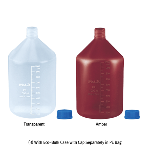 WisdTM PP Narrow-neck MeasureTM Lab Bottle, with DIN/GL-25 & 32 Basic Cap, Precisely Graduated, 100~2,000㎖<br>Transparent & Opaque Amber, Good Chemical/Heat Resistance, 125/140℃ Stable, PP 세구 랩 바틀, 정밀눈금
