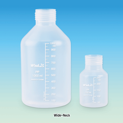 WisdTM DIY Piercing PP MeasureTM Bottle·Opentop Cap·Septa, for All DIN GL25·32·45 Threads, 100~1,000㎖<br>Excellent for Multiple Injection & Chemical Resistance, 125/140℃ Stable, Autoclavable, 피어싱-PP바틀·오픈탑 캡·셉타