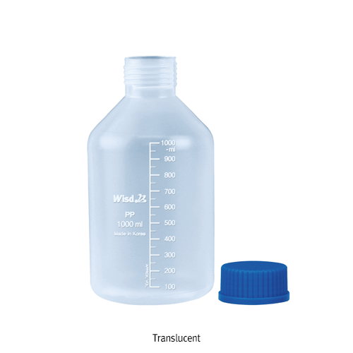 WisdTM HDPE MeasureTM Bottle, with DIN/GL-32 & 45 PP Screwcap, 100~2,000㎖<br>Translucency & Opaque Amber, Precisely Graduated, -50℃+105/120℃ Stable, HDPE 광구 랩바틀, 정밀 눈금