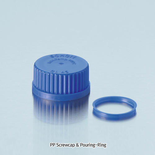 DURAN® PP Colored GL-Screwcaps & Pour-rings, -10℃+125/140℃, Autoclavable