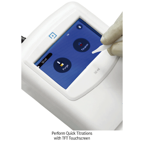 Microlit® Motorized Digital Burette, “E-Burette”, Remote Touchscreen Controller<br>With Re-circulation System, Adjustable 3 Dispensing Speed, 10·25·50㎖, 전동 디지털 뷰렛