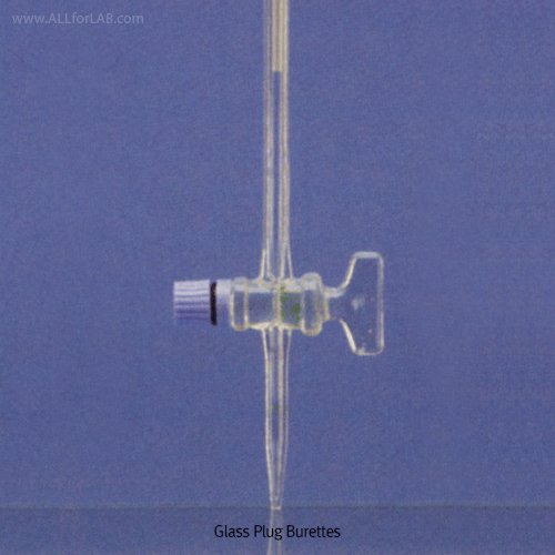 “witeg” Glass Plug Burette, Class B, DIN/ISO, 25 & 50㎖<br>With Amber-stain Graduation, Glass Cock 유리콕 뷰렛, 갈색눈금