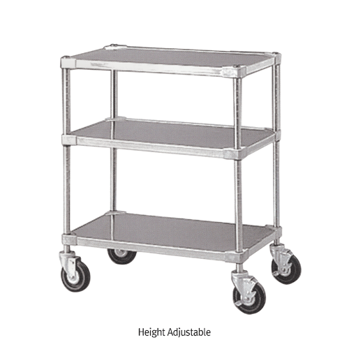 Utility Stainless-steel Tray Shelved Cart, with Stop-On Caster<br>For Lab·Medical·Industrial, 트레이 선반식 다용도 카트