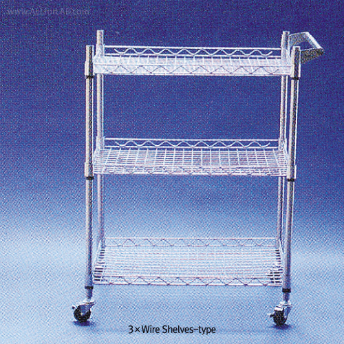 Stainless-steel Cart, with Wire-Shelf·Wire-Basket·Drawer<br>With Stop-On Caster, 와이어 선반·바스켓·서랍식 카트