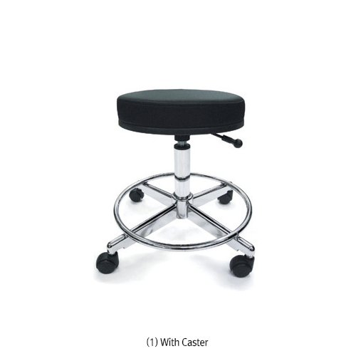 Examining Stool, with Soft Cushion and Footrest, Adjustable Height, Swivel, Durable and Stable, Φ350×h450~600mm<br>Ideal for Laboratory & Hospital, with or without Caster, 실험·진찰 의자/걸상