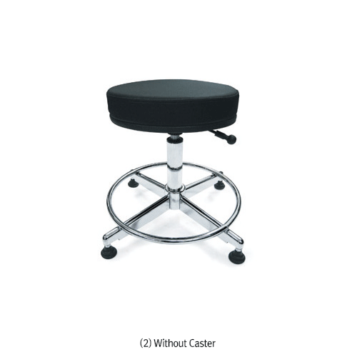 Examining Stool, with Soft Cushion and Footrest, Adjustable Height, Swivel, Durable and Stable, Φ350×h450~600mm<br>Ideal for Laboratory & Hospital, with or without Caster, 실험·진찰 의자/걸상