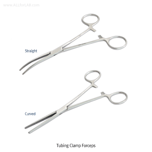 Hammacher® Premium Pean Hemostatic Forceps/Tubing Clamp, with Serrated Head, L130~200mm, Medicaluse<br>(1) Straight-type and (2) Curved-type, Stainless-steel, <Germany-Made> 프리미엄 페안 지혈 겸자 포셉 및 튜빙 클램프 겸용, 독일제 의료용 & 랩 겸용, 비부식