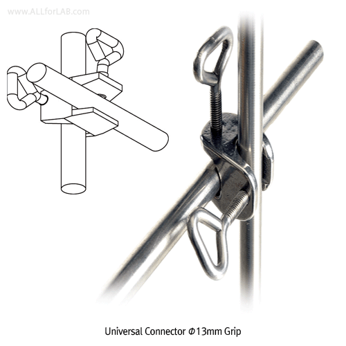 Bochem® Universal Connector, Ideal for Lab Frame Φ13mm Grip, 90°angle<br>Made of Malleable Cast-iron/Chrome-plated, 다용도 커넥터