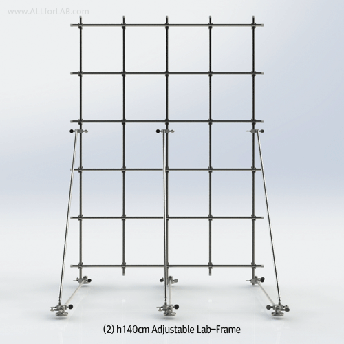 SciLab® Adjustable Φ12.7mm Stainless-steel Lab-Frame<br>Height 100 & 140cm, Floor or Wall-Mountable, 조립식 실험용 프레임