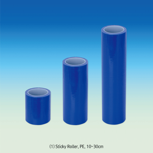 Sticky Roller & Handle, for Clean Room, Class 1000, w10~30cm, L18m, 50㎛ thick<br>Ideal for Removal Dust, High Adhesion, Lint-Free, 크린룸용 스티키 롤러 & 핸들