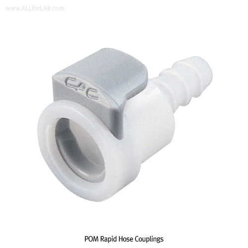 Burkle® POM Rapid Hose Coupling, for Liquids or Gases, Hose Nozzle type, for Hose ID Φ6.4 & 9.5mm<br>With Vacuum up to 10 bar (at 20℃), -40℃+80℃, without Valve, POM 신속연결 커플링