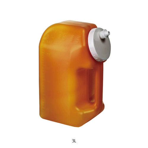 Simport® URISAFE® 24-hr Urine Container, HDPE, with Snap Valve Pour Spout, Graduated, 3 & 4Lit<br>Chemical Resistant, Ease of Patient Use, Neck ID 80mm, Leakproof, Dripless Pouring, <Canada-Made> 대용량 소변통