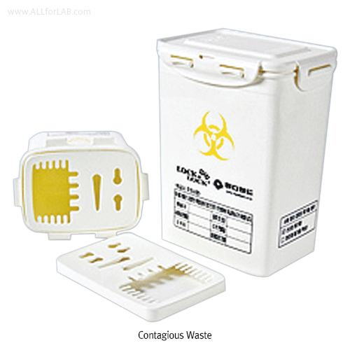 Mediland® Contagious Waste Box, PP, with Needle Remover & Safety Locking Lid, 1 & 2 Lit<br>Ideal for Storage and Disposal of Contagious Waste, -10℃+125/140℃, 감염성 폐기물 전용용기