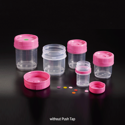 Simport® SecurTainerTM PP Specimen Container, with PE Tamper Evident Screwcap, Non-Sterile, 20~120㎖<br>Designed for Collection, Transport and Storage of Specimens, -90℃+100℃, Stackable, <Canada-Made> 기밀 유지 샘플 컨테이너