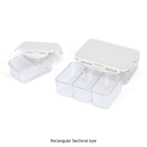 LOCK&LOCK® PCT Sectional Container, Rectangular, 110℃, 350 & 1,000㎖<br>Ideal for Microwave Oven·Sampling·Storage, with Safety Locking Lid, PCT 칸분리형 밀폐 용기