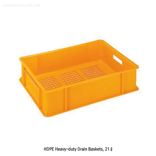 National® PPC/HDPE Heavy-duty Drain Container, with Handle, 10~30 Lit<br>Ideal for Food, HDPE 105/120℃, PPC 100℃ Stable, <Korea-Made> 통기/배수형 강력 바스켓