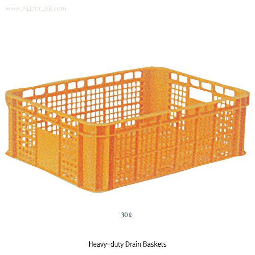 National® PPC/HDPE Heavy-duty Drain Container, with Handle, 10~30 Lit<br>Ideal for Food, HDPE 105/120℃, PPC 100℃ Stable, <Korea-Made> 통기/배수형 강력 바스켓