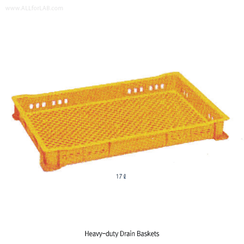 National® PPC/HDPE Heavy-duty Drain Container, with Handle, 10~30 Lit<br>Ideal for Food, HDPE 105/120℃, PPC 100℃ Stable, <Korea-Made> 통기/배수형 강력 바스켓