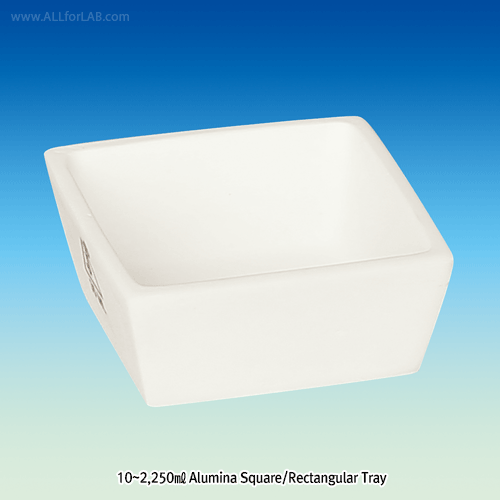 Alumina Square & Rectangular Tray, Unglazed, 99.7%, up to 1,750℃, 10~1,000㎖