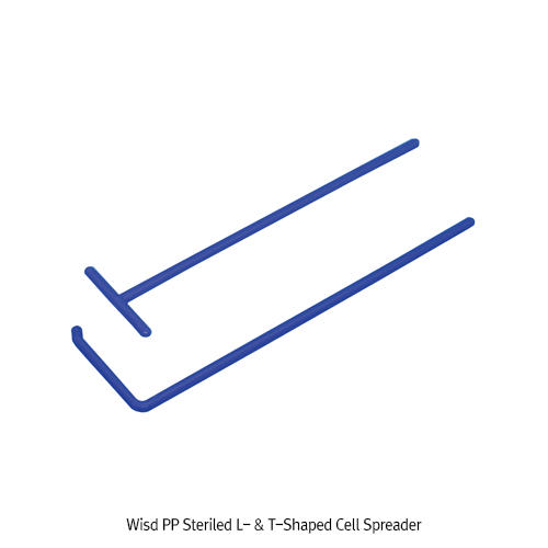 WisdTM Steriled L- & T-Shaped Cell Spreader, PP, Individually Packed, L137 & 148mm<br>Made of Polypropylene(PP), -10℃+125/140℃, Autoclavable, L&T형 셀 스프레더, 개별 멸균 포장