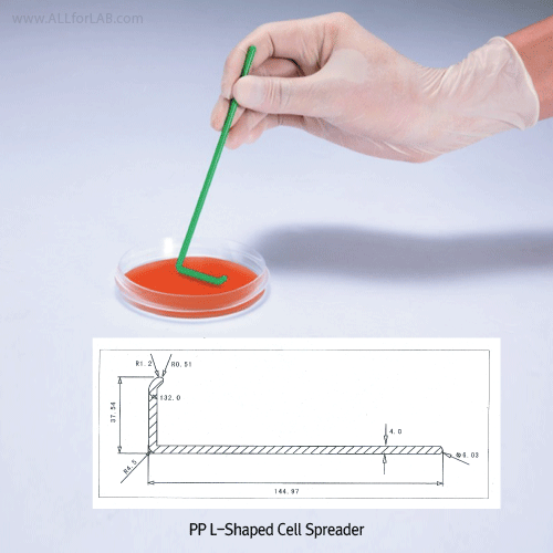 Biofil® Sterile L-Shaped Cell Spreader, PP, 100,000 Clean Grade, Non-pyrogenic<br>Made of Polypropylene(PP), Reusable, Autoclavable, Nonbreakable, PP 셀 스프레더, 멸균