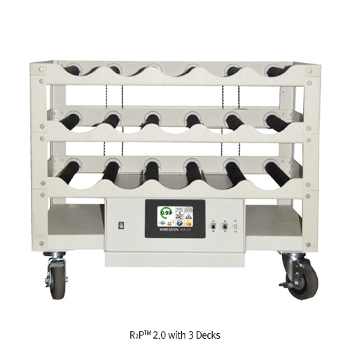 Wheaton® R2PTM 2.0 Roller Culture Apparatus, R2P 2.0 Control System, 1~11 Decks for 5~55 Bottles<br>With Top or Bottom Mounted Controller, 0.25~8.1/±0.01 rpm, Fixed/Removable Decks<br>With Advanced Color Touch Screen Interface, Belt Driven & Brushless DC 