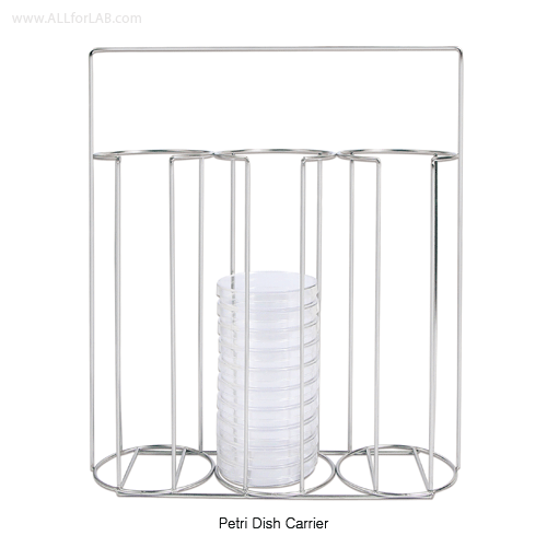 SciLab® Petri Dish Carrier, 3-Place, up to 30 Dishes of Φ100mm<br>Stainless-steel Wire, 페트리디쉬 운반대