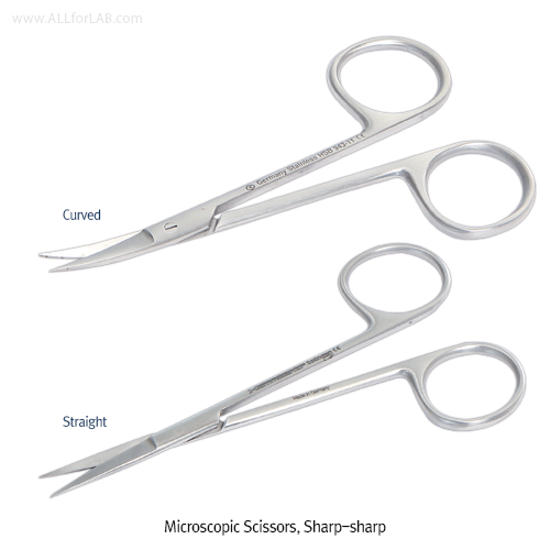 Hammacher® Premium Traditional Microscopic Scissors, Rustproof Stainless-steel, L90~130mm<br>With Sharp-Sharp Tip, Simple Type, <Germany-Made> 프리미엄 정밀 미세 가위, 독일제, 비부식