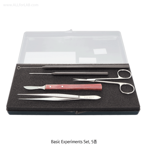 Hammacher® Premium Basic Experiments Set, WironitTM & Rustproof Stainless-steel , “HSO128.00”<br>For Biologist, 5-Instrument in Plastics Case, Highest Elasticity and Toughness, <Germany-Made> 프리미엄 생물학용 기본 실험 세트, 독일제, 비부식