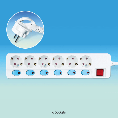 Winners® 1.5 ~10m Power Saving Multiple Socket-outlet, with Earth-type, AC 250V, 15A<br>With Individual Power Switch & Power Down Function, Heat-Resistant, Polycarbonate/ABS, 절전 멀티탭(접지)