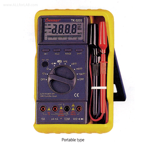 Taekwang® Multi-use Digital Multimeter, 320mV~1,000V, 320Ω~40㏁, 320㎂~10A<br>With DC/AC Voltage & Ampere, Resistance, Diode-test, 디지털 멀티미터