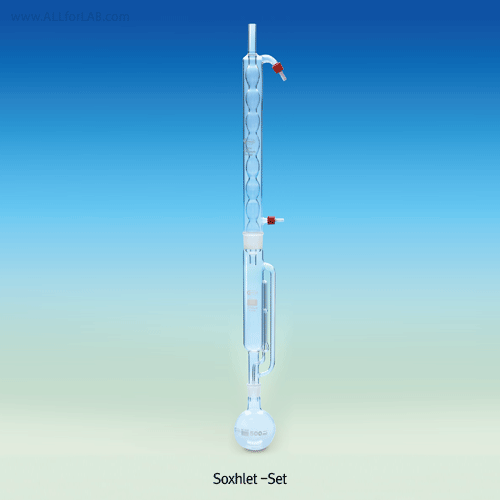 Glass Soxhlet Apparatus, with Allihn Condenser, 100~500㎖<br>With Safety GL14 PP Connect-Kit, with DIN Joint, Made of Boro-glass 3.3, 쏙시렛 추출기