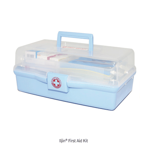 Iljin® First Aid Kit, with Beauty Articles, Compact-type, Medicaluse<br>With 3 Tiered System, 17 items(30×17×h13cm) <br>With PP Case & Translucent Lid, 미용 / 구급함
